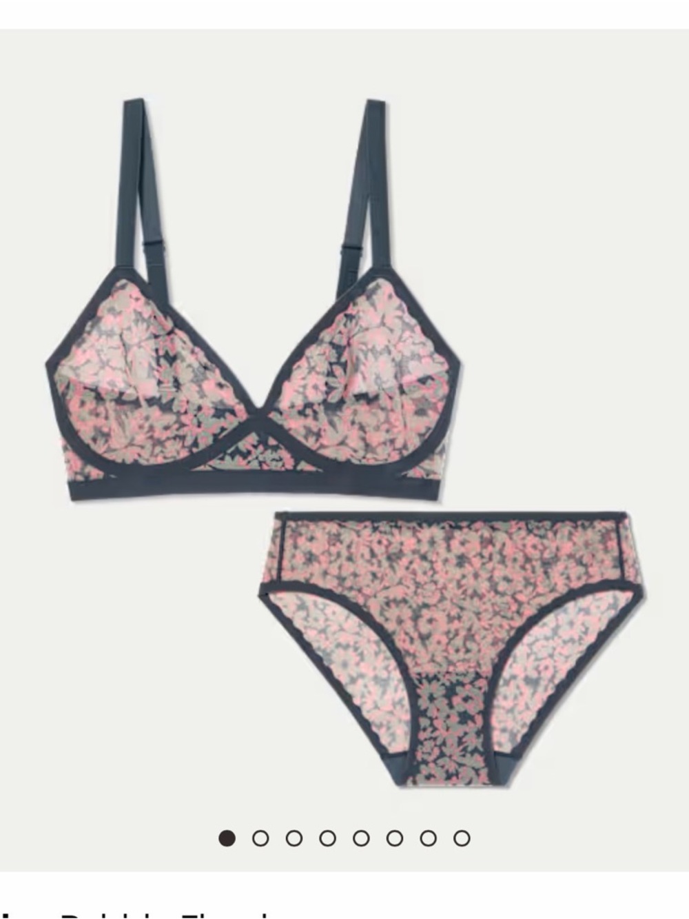 Bombas Floral Mesh Bralette & Brief Pebble Floral. New in original open package